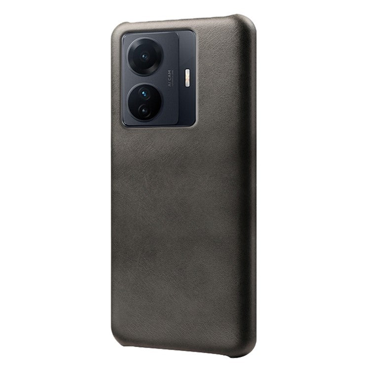 For vivo S15e 5G/T1 (Snapdragon 778G) 5G/iQOO Z6 Pro 5G Textured PU Leather Coated Hard PC Cover Anti-scratch Phone Case - Black