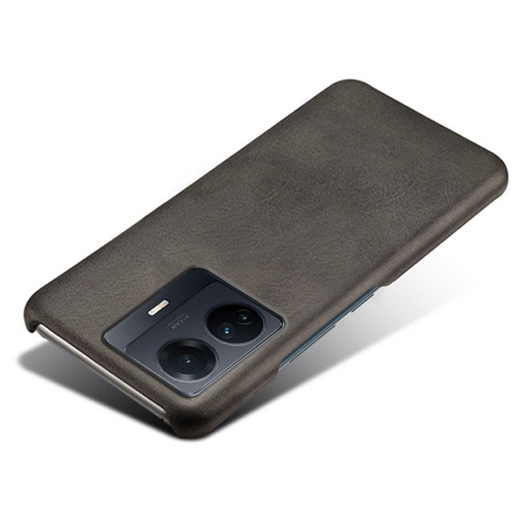 For vivo S15e 5G/T1 (Snapdragon 778G) 5G/iQOO Z6 Pro 5G Textured PU Leather Coated Hard PC Cover Anti-scratch Phone Case - Black