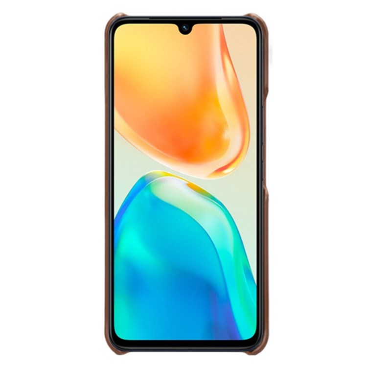 For vivo S15e 5G/T1 (Snapdragon 778G) 5G/iQOO Z6 Pro 5G Textured PU Leather Coated Hard PC Cover Anti-scratch Phone Case - Brown