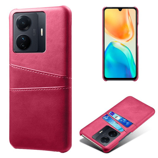 For vivo S15e 5G/T1 (Snapdragon 778G) 5G/iQOO Z6 Pro 5G Cell Phone Protective Case Dual Card Slots PU Leather Coated Hard PC Back Cover - Rose