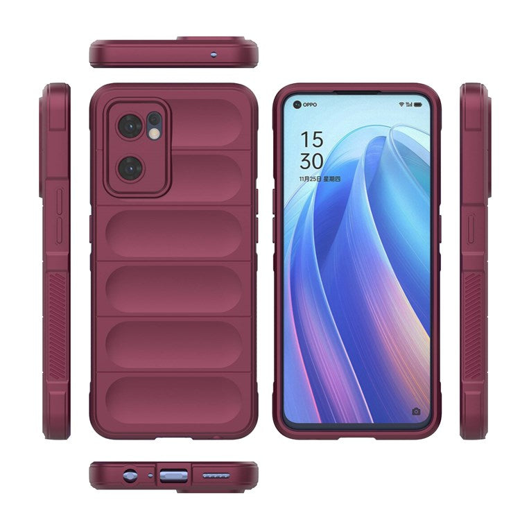 Soft TPU Back Cover for Oppo Reno7 5G (Global) Well-protected Anti-drop Rugged Phone Case - Wine Red