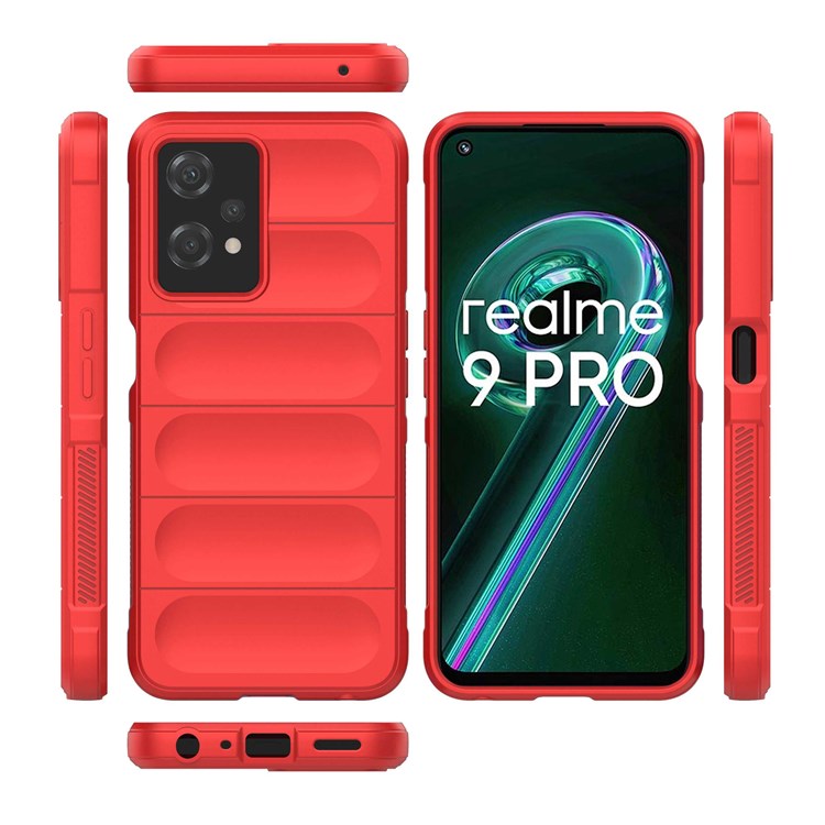 Soft TPU Case for Realme 9 Pro 5G / 9 5G Rugged Back Cover Anti-drop Phone Protector - Red