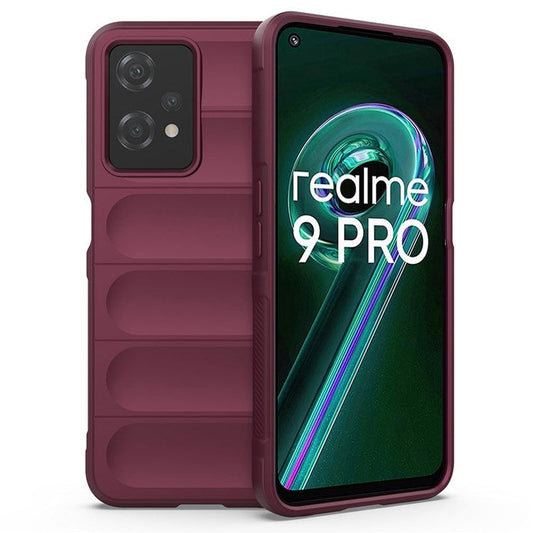 Soft TPU Case for Realme 9 Pro 5G / 9 5G Rugged Back Cover Anti-drop Phone Protector - Wine Red