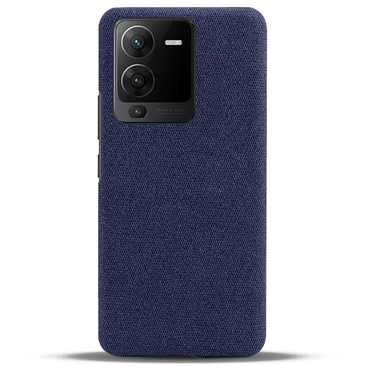 For vivo S15 5G Scratch Resistant Mobile Phone Case Shell Anti-fingerprint Solid Color Hard PC+Cloth Phone Cover - Blue