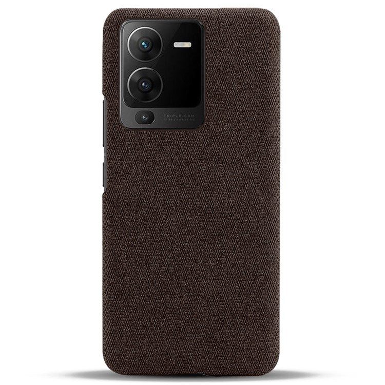 For vivo S15 5G Scratch Resistant Mobile Phone Case Shell Anti-fingerprint Solid Color Hard PC+Cloth Phone Cover - Brown