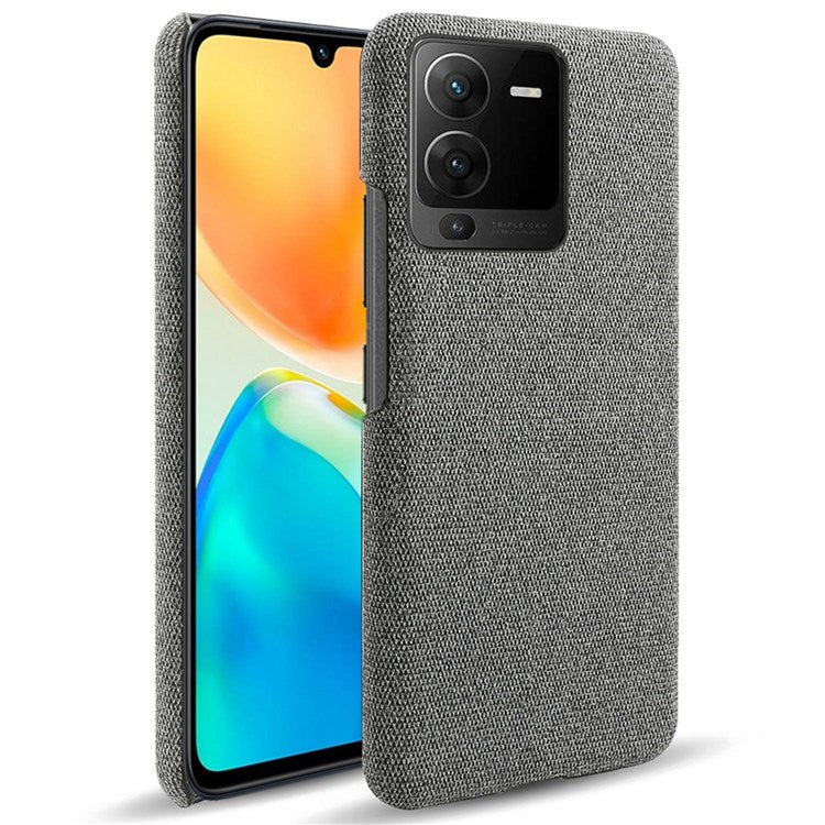 For vivo S15 5G Scratch Resistant Mobile Phone Case Shell Anti-fingerprint Solid Color Hard PC+Cloth Phone Cover - Grey