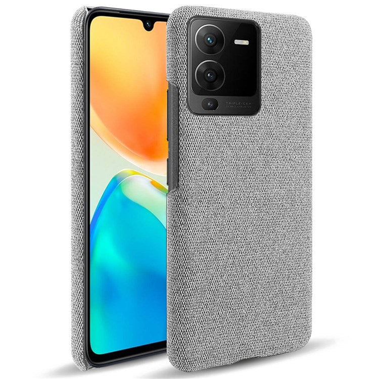 For vivo S15 5G Scratch Resistant Mobile Phone Case Shell Anti-fingerprint Solid Color Hard PC+Cloth Phone Cover - Light Grey