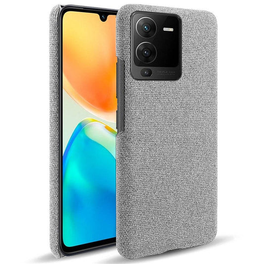 For vivo S15 5G Scratch Resistant Mobile Phone Case Shell Anti-fingerprint Solid Color Hard PC+Cloth Phone Cover - Light Grey