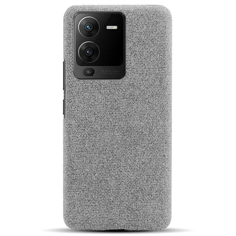 For vivo S15 5G Scratch Resistant Mobile Phone Case Shell Anti-fingerprint Solid Color Hard PC+Cloth Phone Cover - Light Grey
