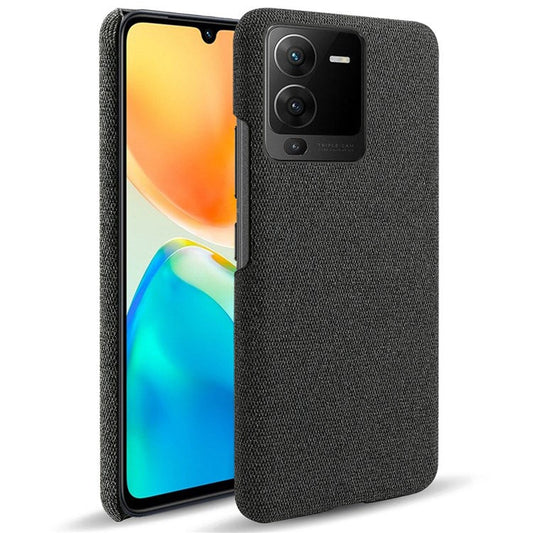 Anti-drop Mobile Phone Case Shell for vivo S15 Pro 5G, Anti-collision Solid Color Hard PC+Cloth Phone Cover - Black