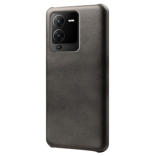 For vivo S15 5G Slim Thin Textured PU Leather Coated Hard PC Cover Wear Resistant Phone Case - Black