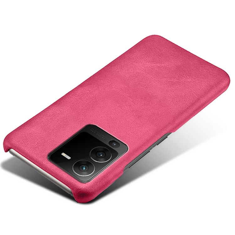 For vivo S15 Pro 5G Anti-fall Mobile Phone Cover Textured PU Leather Coated Hard PC Cover Anti-scratch Phone Case - Rose