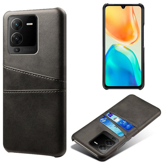 For vivo S15 5G Dual Card Slots PU Leather Coated PC Case Anti-drop Protection Phone Cover - Black