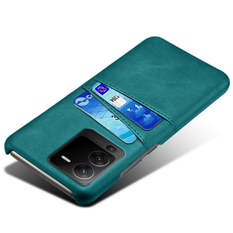 PU Leather + PC Phone Case for vivo S15 Pro 5G, Dual Card Slots Anti-scratch Protective Cover - Green