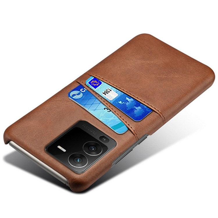 PU Leather + PC Phone Case for vivo S15 Pro 5G, Dual Card Slots Anti-scratch Protective Cover - Brown