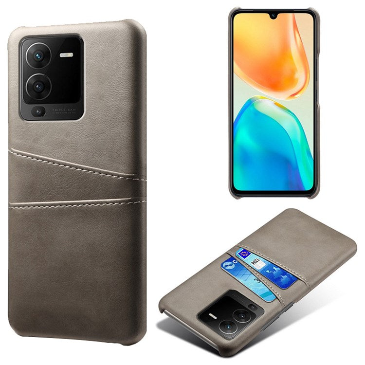 PU Leather + PC Phone Case for vivo S15 Pro 5G, Dual Card Slots Anti-scratch Protective Cover - Grey