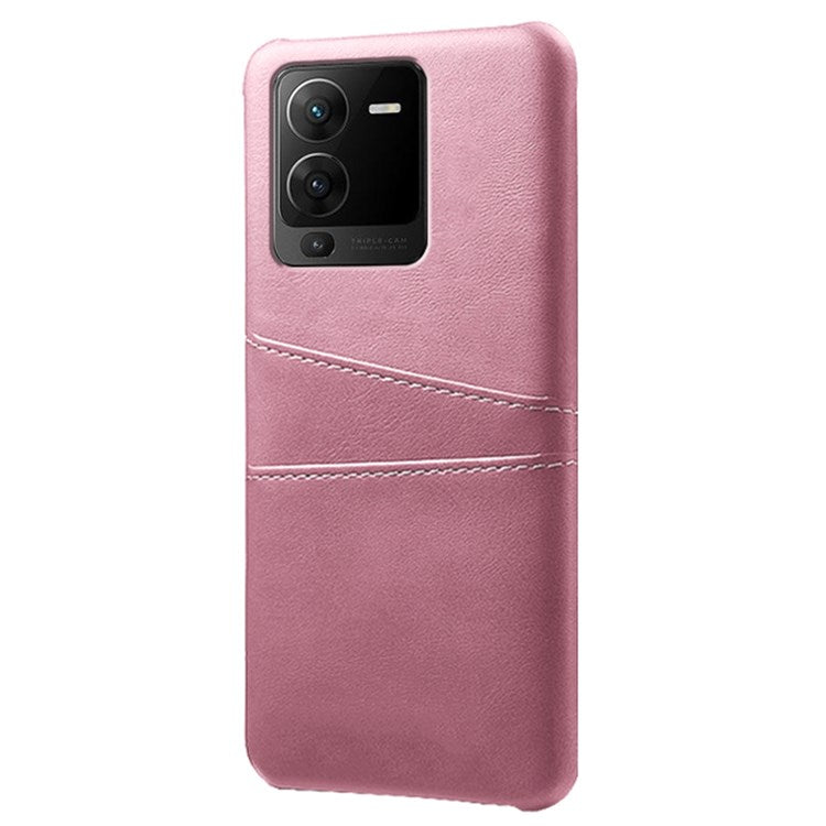 PU Leather + PC Phone Case for vivo S15 Pro 5G, Dual Card Slots Anti-scratch Protective Cover - Rose Gold