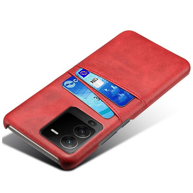 PU Leather + PC Phone Case for vivo S15 Pro 5G, Dual Card Slots Anti-scratch Protective Cover - Red