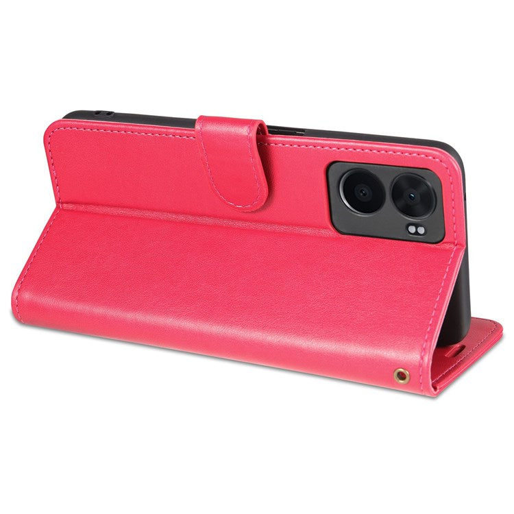 AZNS For Oppo A57 (2022) 5G / A77 5G / OnePlus Nord N300 5G Textured PU Leather Stand Flip Cover Magnetic Closure Shockproof Protective Wallet Case - Red
