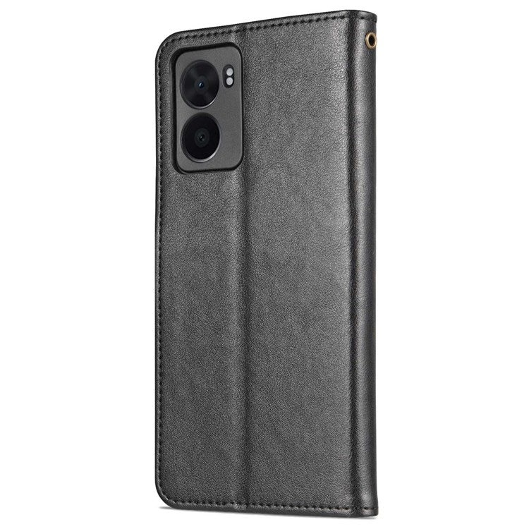 AZNS For Oppo A57 (2022) 5G / A77 5G / OnePlus Nord N300 5G Textured PU Leather Stand Flip Cover Magnetic Closure Shockproof Protective Wallet Case - Black