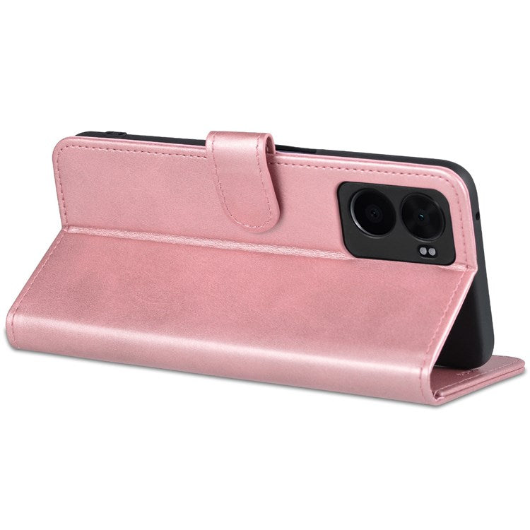 AZNS For Oppo A57 (2022) 5G / A77 5G / OnePlus Nord N300 5G PU Leather Folio Case Stand Shockproof TPU Inner Shell Wallet Flip Phone Cover - Rose Gold