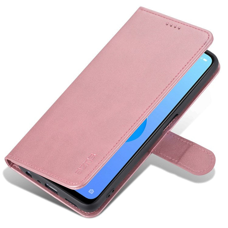AZNS For Oppo A57 (2022) 5G / A77 5G / OnePlus Nord N300 5G PU Leather Folio Case Stand Shockproof TPU Inner Shell Wallet Flip Phone Cover - Rose Gold