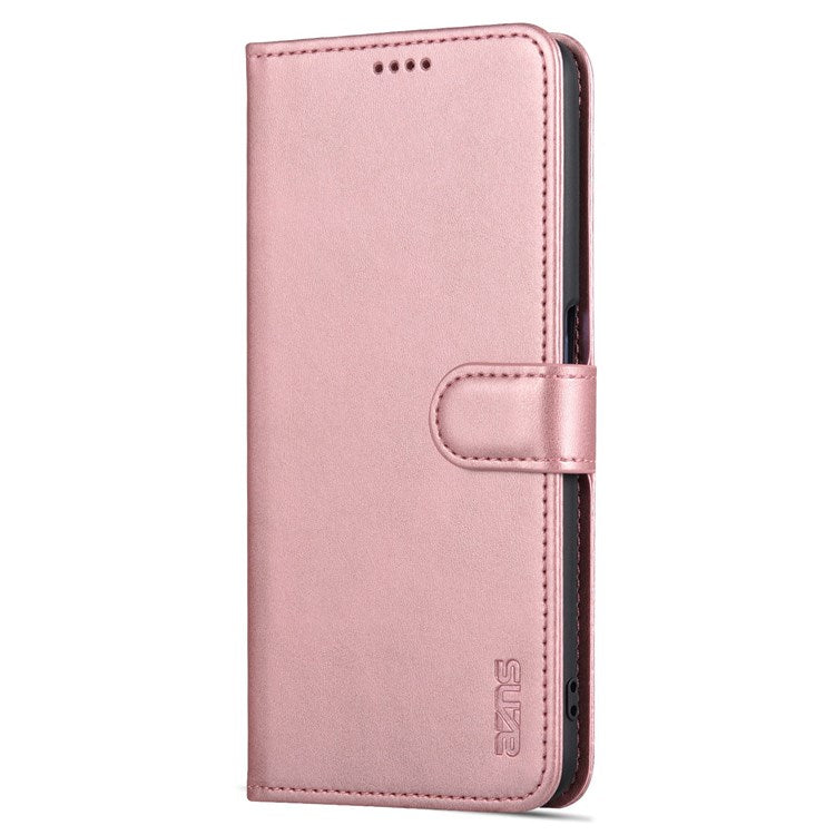 AZNS For Oppo A57 (2022) 5G / A77 5G / OnePlus Nord N300 5G PU Leather Folio Case Stand Shockproof TPU Inner Shell Wallet Flip Phone Cover - Rose Gold