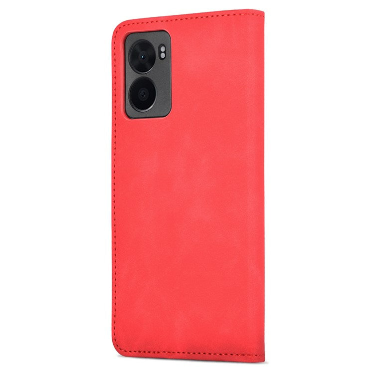 AZNS For Oppo A57 (2022) 5G / A77 5G / OnePlus Nord N300 5G PU Leather Folio Case Stand Shockproof TPU Inner Shell Wallet Flip Phone Cover - Red