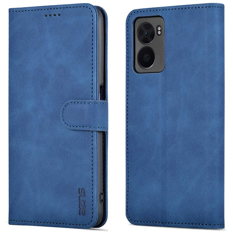 AZNS For Oppo A57 (2022) 5G / A77 5G / OnePlus Nord N300 5G PU Leather Folio Case Stand Shockproof TPU Inner Shell Wallet Flip Phone Cover - Blue
