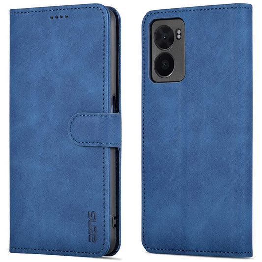 AZNS For Oppo A57 (2022) 5G / A77 5G / OnePlus Nord N300 5G PU Leather Folio Case Stand Shockproof TPU Inner Shell Wallet Flip Phone Cover - Blue