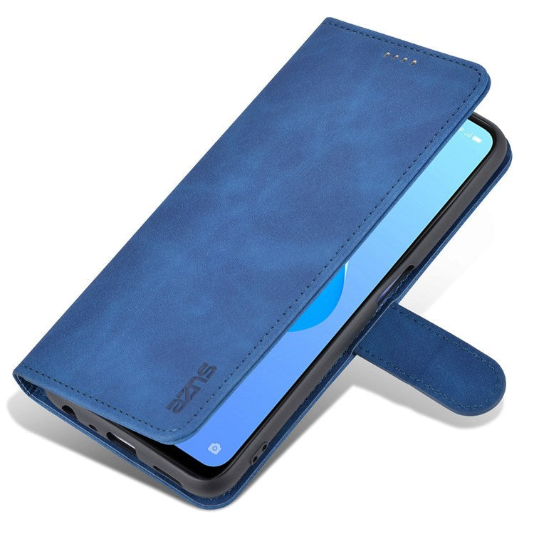 AZNS For Oppo A57 (2022) 5G / A77 5G / OnePlus Nord N300 5G PU Leather Folio Case Stand Shockproof TPU Inner Shell Wallet Flip Phone Cover - Blue