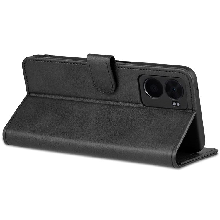 AZNS For Oppo A57 (2022) 5G / A77 5G / OnePlus Nord N300 5G PU Leather Folio Case Stand Shockproof TPU Inner Shell Wallet Flip Phone Cover - Black