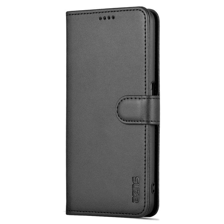 AZNS For Oppo A57 (2022) 5G / A77 5G / OnePlus Nord N300 5G PU Leather Folio Case Stand Shockproof TPU Inner Shell Wallet Flip Phone Cover - Black