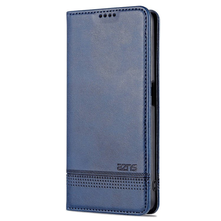 AZNS For Oppo A57 (2022) 5G / A77 5G / OnePlus Nord N300 5G PU Leather Wallet Flip Cover Hidden Magnetic Absorption Stand Folio Phone Case - Dark Blue