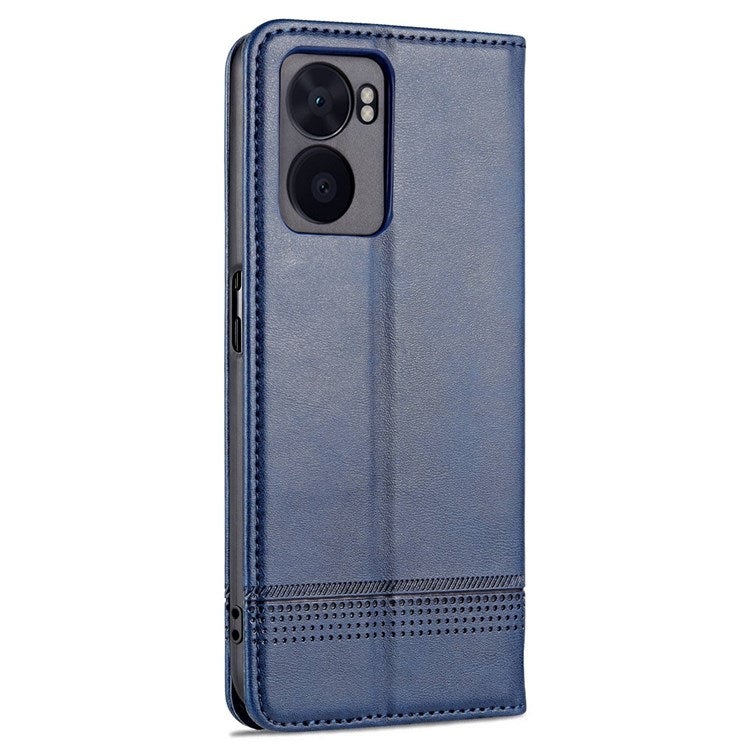 AZNS For Oppo A57 (2022) 5G / A77 5G / OnePlus Nord N300 5G PU Leather Wallet Flip Cover Hidden Magnetic Absorption Stand Folio Phone Case - Dark Blue