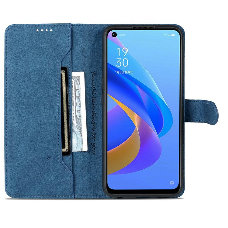 AZNS For Oppo A57 (2022) 5G / A77 5G / OnePlus Nord N300 5G PU Leather Flip Folio Case Wallet Stand Magnetic Closure TPU Shockproof Interior Protective Cover - Blue