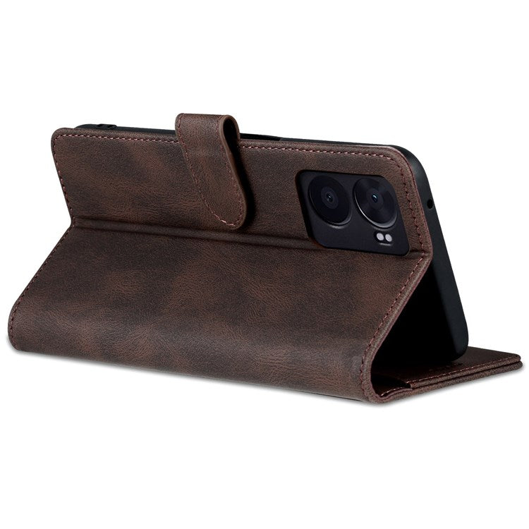 AZNS For Oppo A57 (2022) 5G / A77 5G / OnePlus Nord N300 5G PU Leather Flip Folio Case Wallet Stand Magnetic Closure TPU Shockproof Interior Protective Cover - Brown