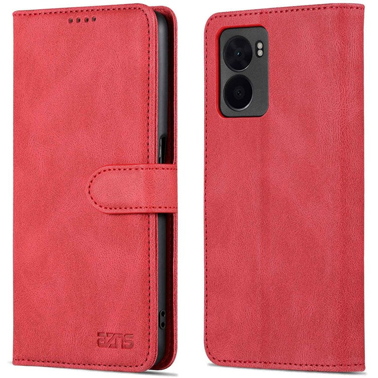 AZNS For Oppo A57 (2022) 5G / A77 5G / OnePlus Nord N300 5G PU Leather Flip Folio Case Wallet Stand Magnetic Closure TPU Shockproof Interior Protective Cover - Red