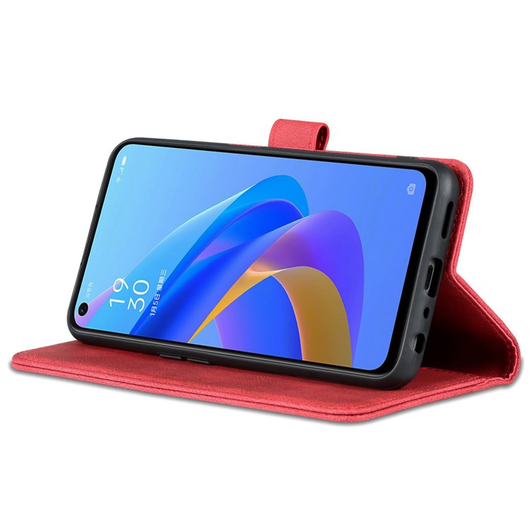 AZNS For Oppo A57 (2022) 5G / A77 5G / OnePlus Nord N300 5G PU Leather Flip Folio Case Wallet Stand Magnetic Closure TPU Shockproof Interior Protective Cover - Red
