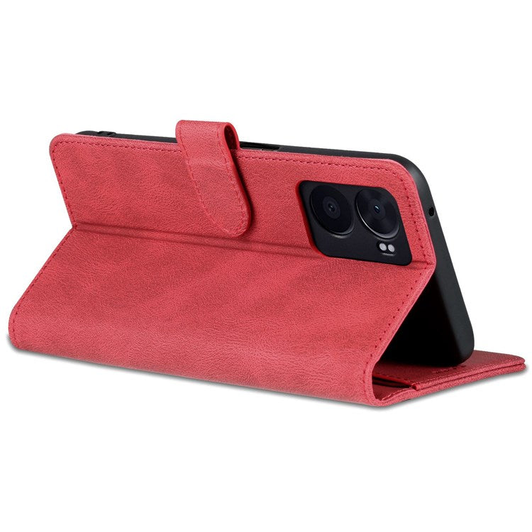 AZNS For Oppo A57 (2022) 5G / A77 5G / OnePlus Nord N300 5G PU Leather Flip Folio Case Wallet Stand Magnetic Closure TPU Shockproof Interior Protective Cover - Red