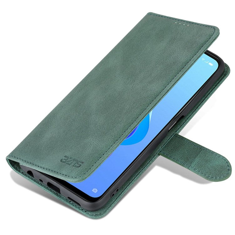 AZNS For Oppo A57 (2022) 5G / A77 5G / OnePlus Nord N300 5G PU Leather Flip Folio Case Wallet Stand Magnetic Closure TPU Shockproof Interior Protective Cover - Green