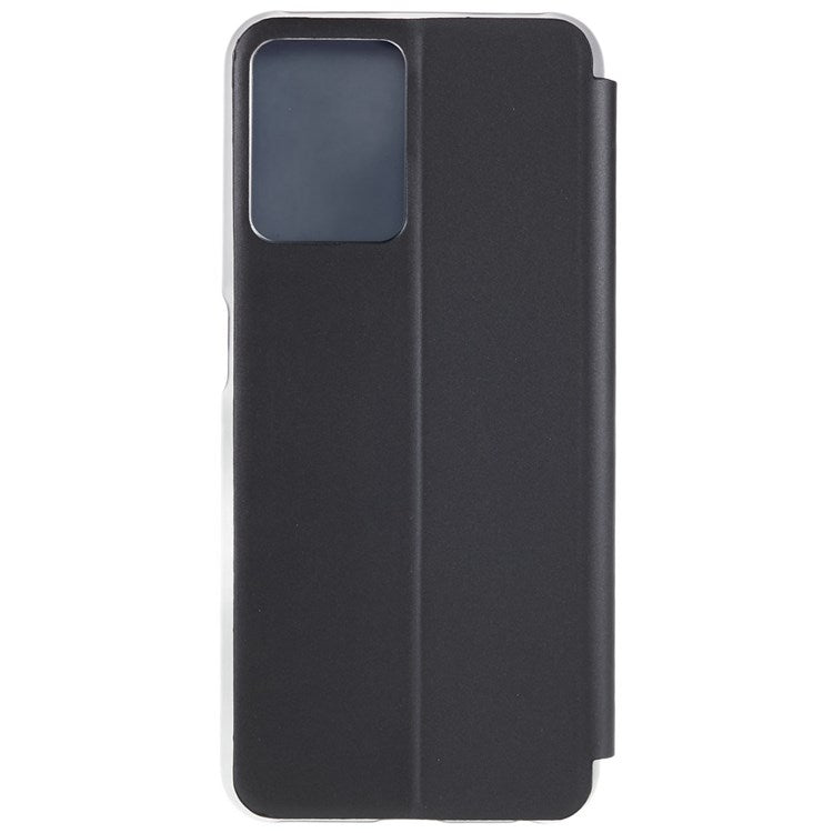 For Realme 9 Pro 5G / 9 5G / 9 5G / V25 5G Drop-proof Smart View Window Mirror Case Electroplate Stand PU Leather Full Body Protective Cover - Black