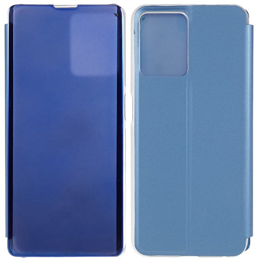 For Realme 9 Pro 5G / 9 5G / 9 5G / V25 5G Drop-proof Smart View Window Mirror Case Electroplate Stand PU Leather Full Body Protective Cover - Blue