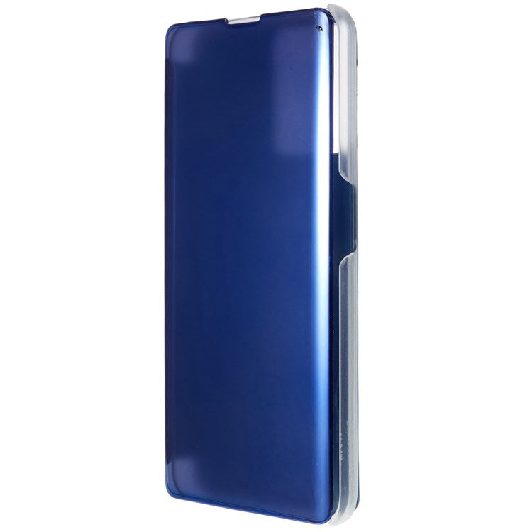 For Realme 9 Pro 5G / 9 5G / 9 5G / V25 5G Drop-proof Smart View Window Mirror Case Electroplate Stand PU Leather Full Body Protective Cover - Blue
