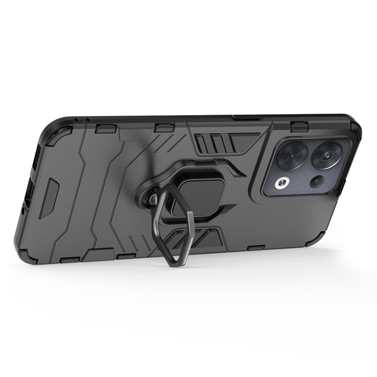 Ring Kickstand Drop-proof Phone Case for Oppo Reno8 5G (Global Version) / Oppo Reno8 5G, Soft TPU + Hard PC Hybrid Cover - Black