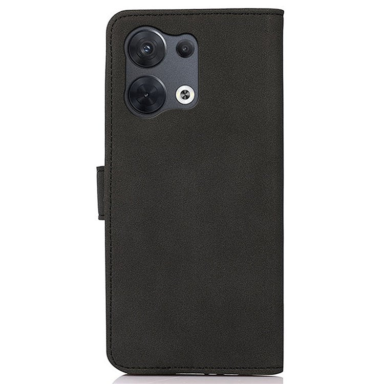 KHAZNEH For Oppo Reno8 Pro+ (China) 5G / Reno8 Pro 5G (Global Version) Textured PU Leather Stand Phone Case Folio Flip Anti-scratch Phone Wallet Cover - Black