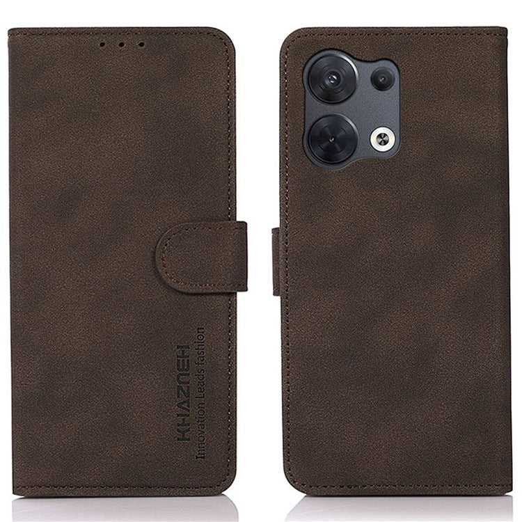 KHAZNEH For Oppo Reno8 Pro+ (China) 5G / Reno8 Pro 5G (Global Version) Textured PU Leather Stand Phone Case Folio Flip Anti-scratch Phone Wallet Cover - Brown