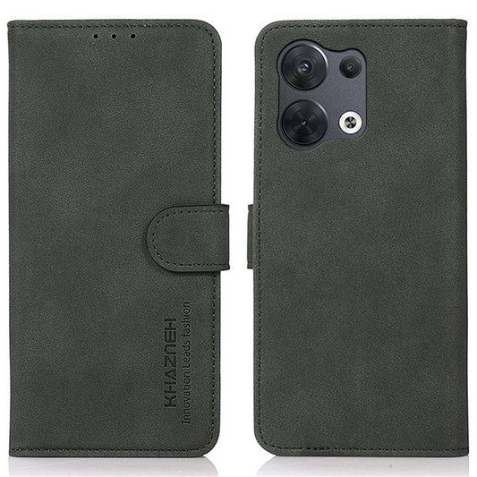 KHAZNEH For Oppo Reno8 Pro+ (China) 5G / Reno8 Pro 5G (Global Version) Textured PU Leather Stand Phone Case Folio Flip Anti-scratch Phone Wallet Cover - Green