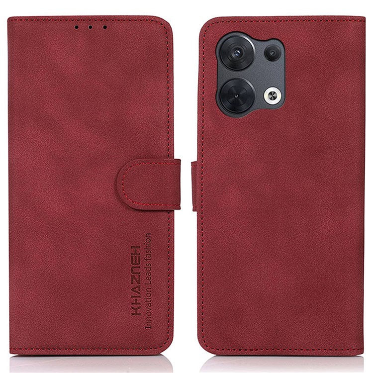 KHAZNEH For Oppo Reno8 Pro+ (China) 5G / Reno8 Pro 5G (Global Version) Textured PU Leather Stand Phone Case Folio Flip Anti-scratch Phone Wallet Cover - Red