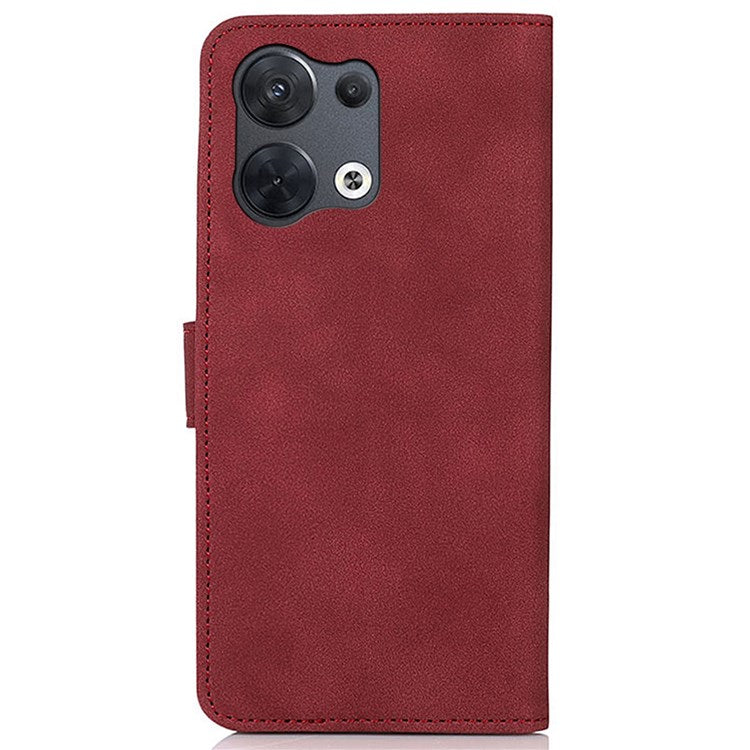 KHAZNEH For Oppo Reno8 Pro+ (China) 5G / Reno8 Pro 5G (Global Version) Textured PU Leather Stand Phone Case Folio Flip Anti-scratch Phone Wallet Cover - Red